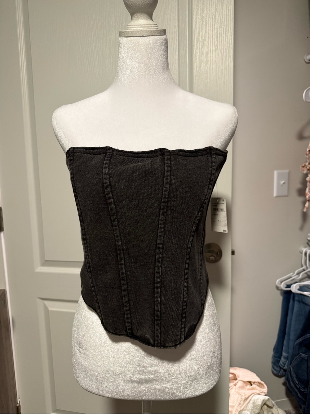 Good American Black Strapless Corset Camisole